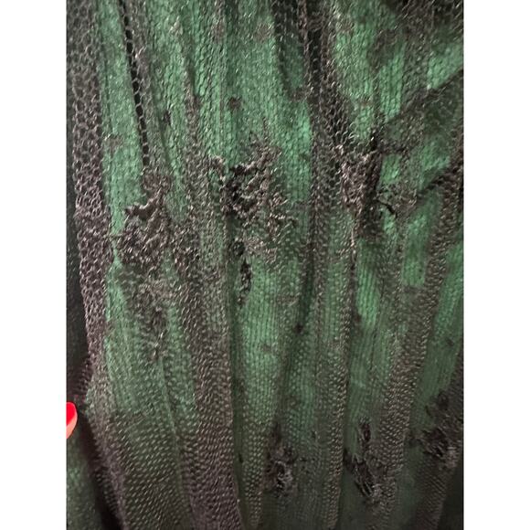 Miguelina Women's Medium Green Black Floral Sexy Sheer Lingerie Lace Slip Dress - Picture 9 of 11